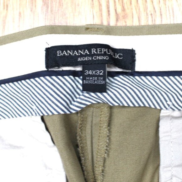 34x32 BANANA REPUBLIC AIDEN CHINO 100% COTTON KHAKI 34W x 32L - Picture 4 of 4